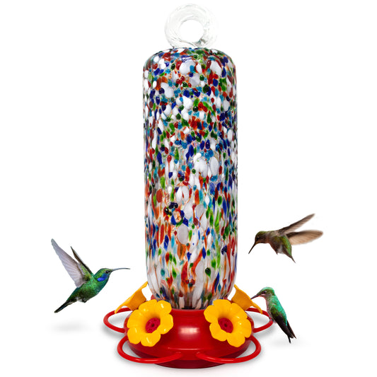 Superior Effect Hand Blown Glass Decorative Hummingbird Feeder