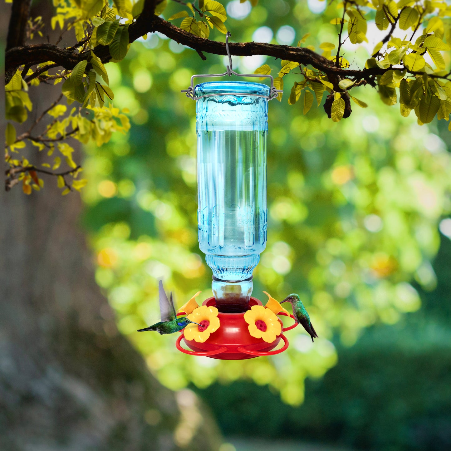 Superior Effect Antique Glass Decorative Hummingbird Feeder